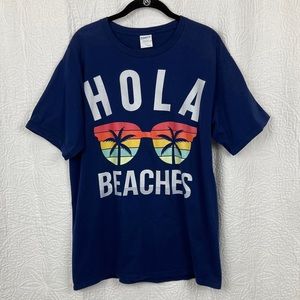 Port & Co. Hola Beaches California Navy Graphic T-shirt sz Large